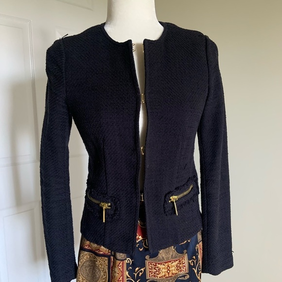 Michael Kors Blue Marine Blazer with Tailored Silhouette and Embellishments. - Picture 2 of 14